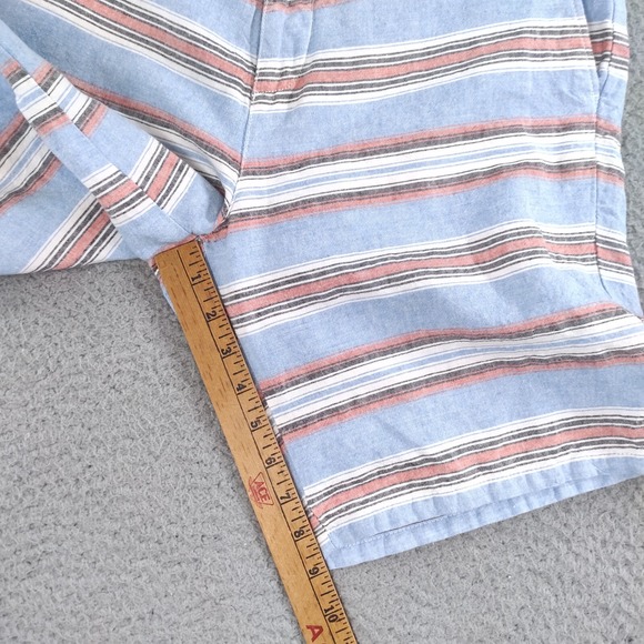 johnnie-O Shorts Mens 32 Gulf Blue Red Striped Linen Blend 9" Inseam Chino - Picture 9 of 16